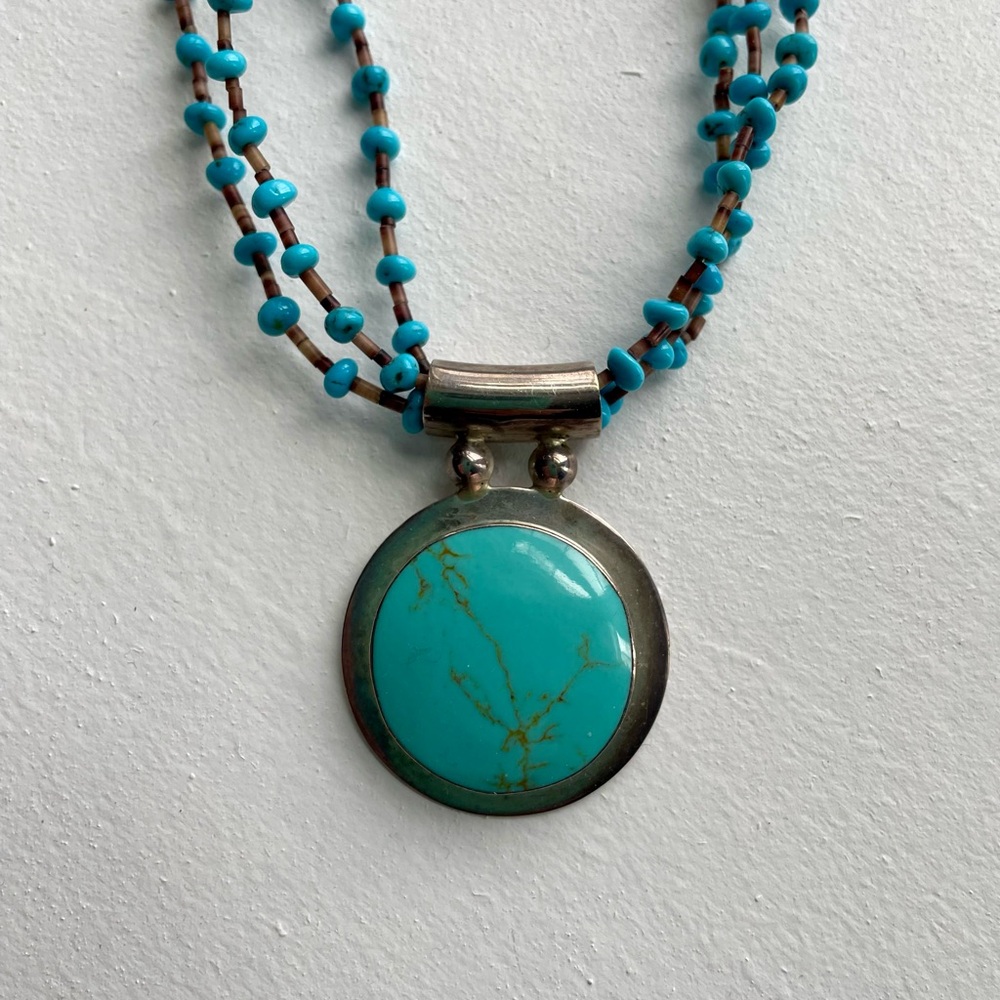 Turquoise and Silver Heishi Necklace